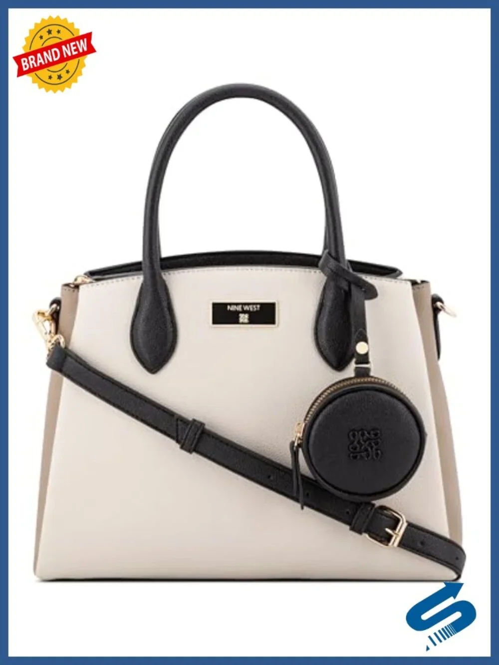 Triple Compartment Satchel with Adjustable Strap Faux Leather